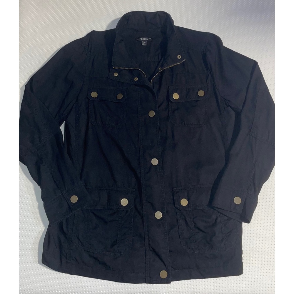Lane Bryant Womens Black Utility Jacket‎ Plus Size 14/16 Button Front